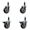 Service Caster 4'' Maroon Poly Wheel Swivel 1'' Expanding Stem Caster Set 2 Brakes, 4PK SCC-EX20S414-PPUB-MRN-2-PLB-2-1 - alternate 1